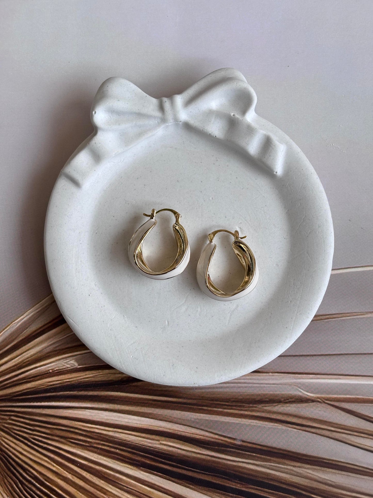 White Enamelled Statement Hoops