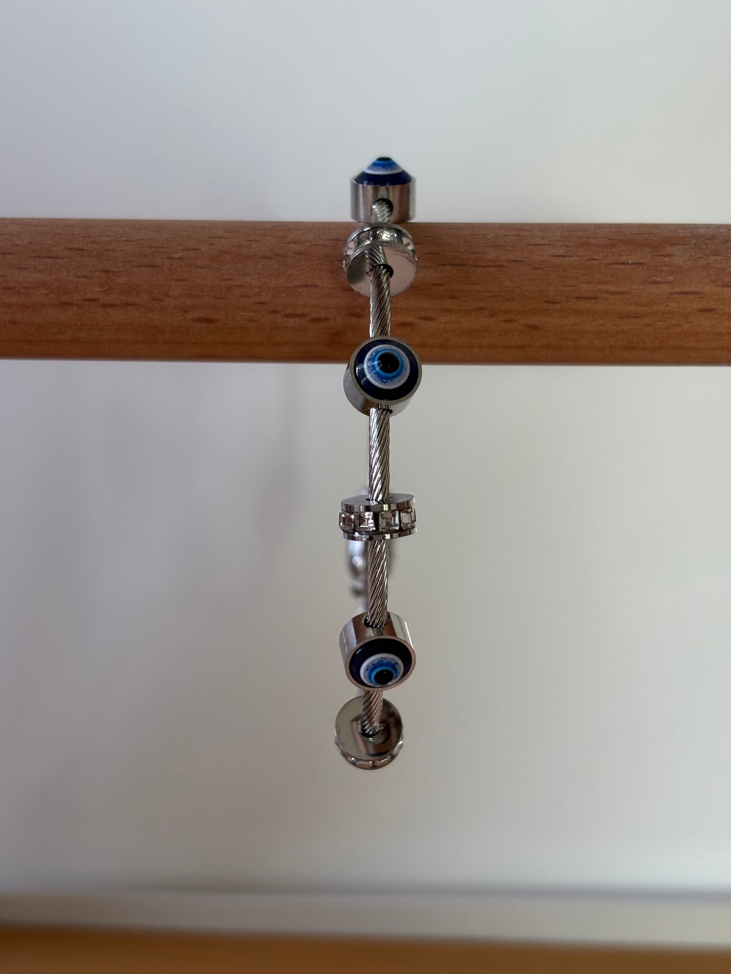 Silver colour evil eye bracelet kada