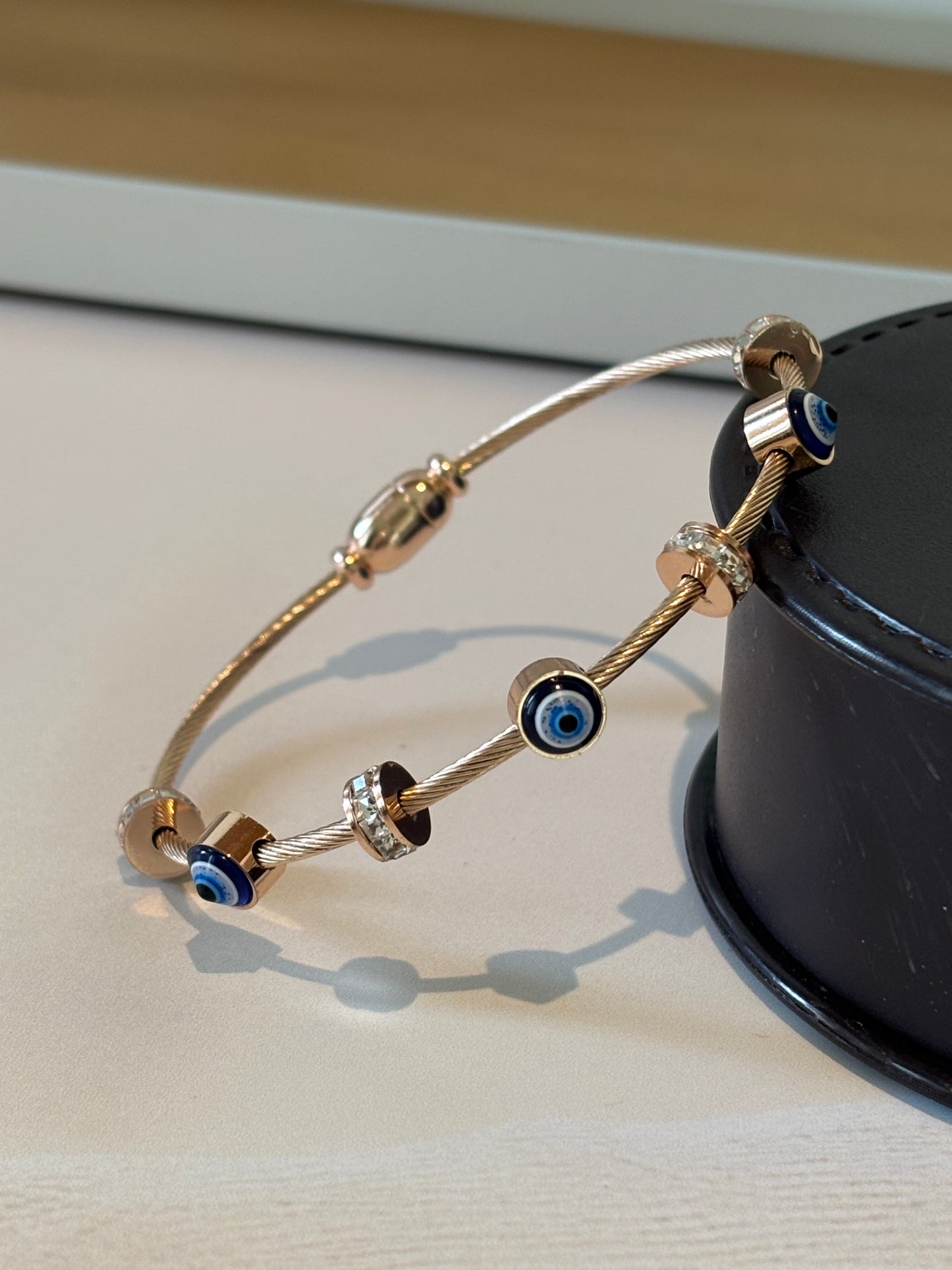 Silver colour evil eye bracelet kada