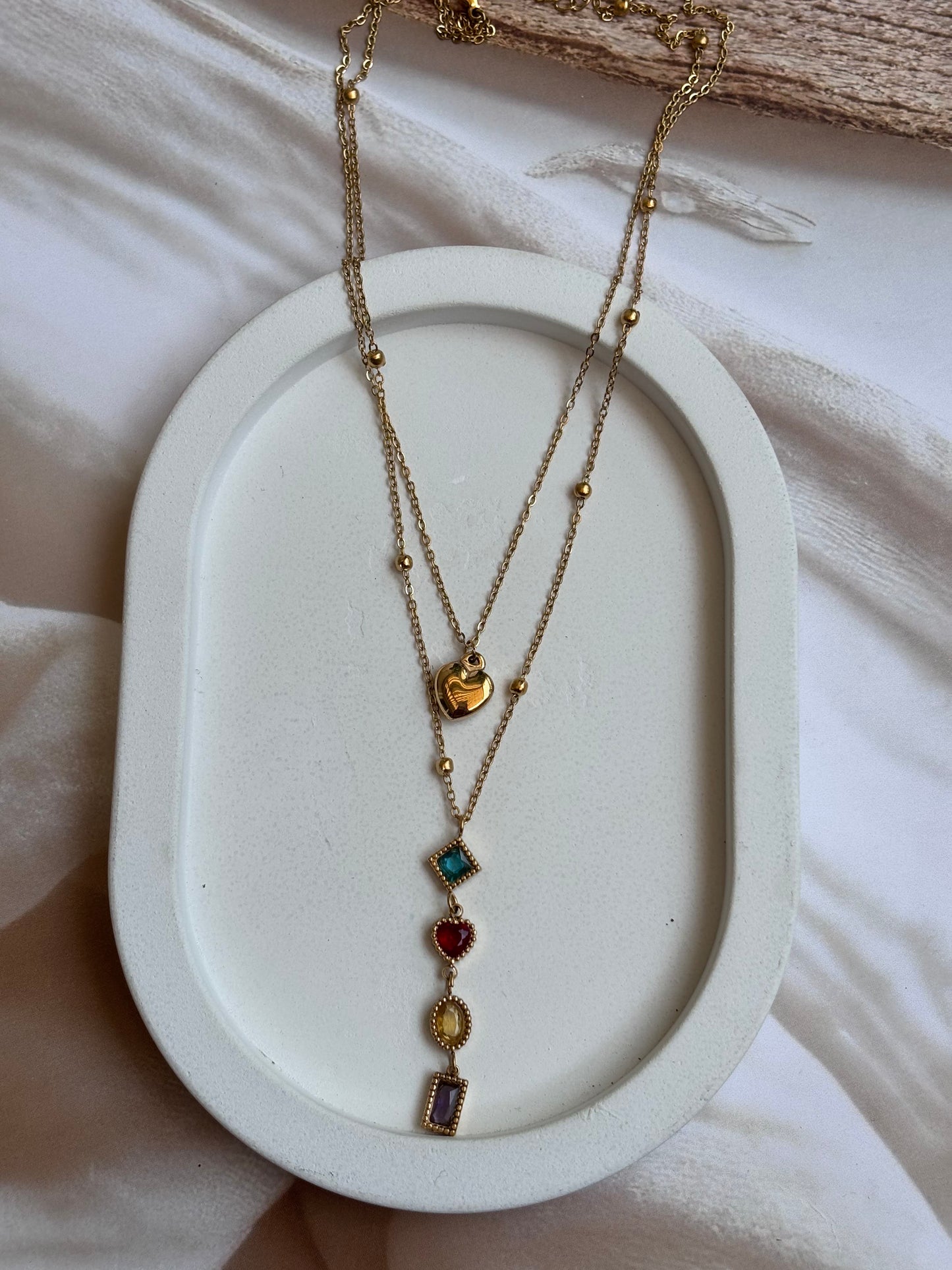 Layered Golden heart pendant necklace