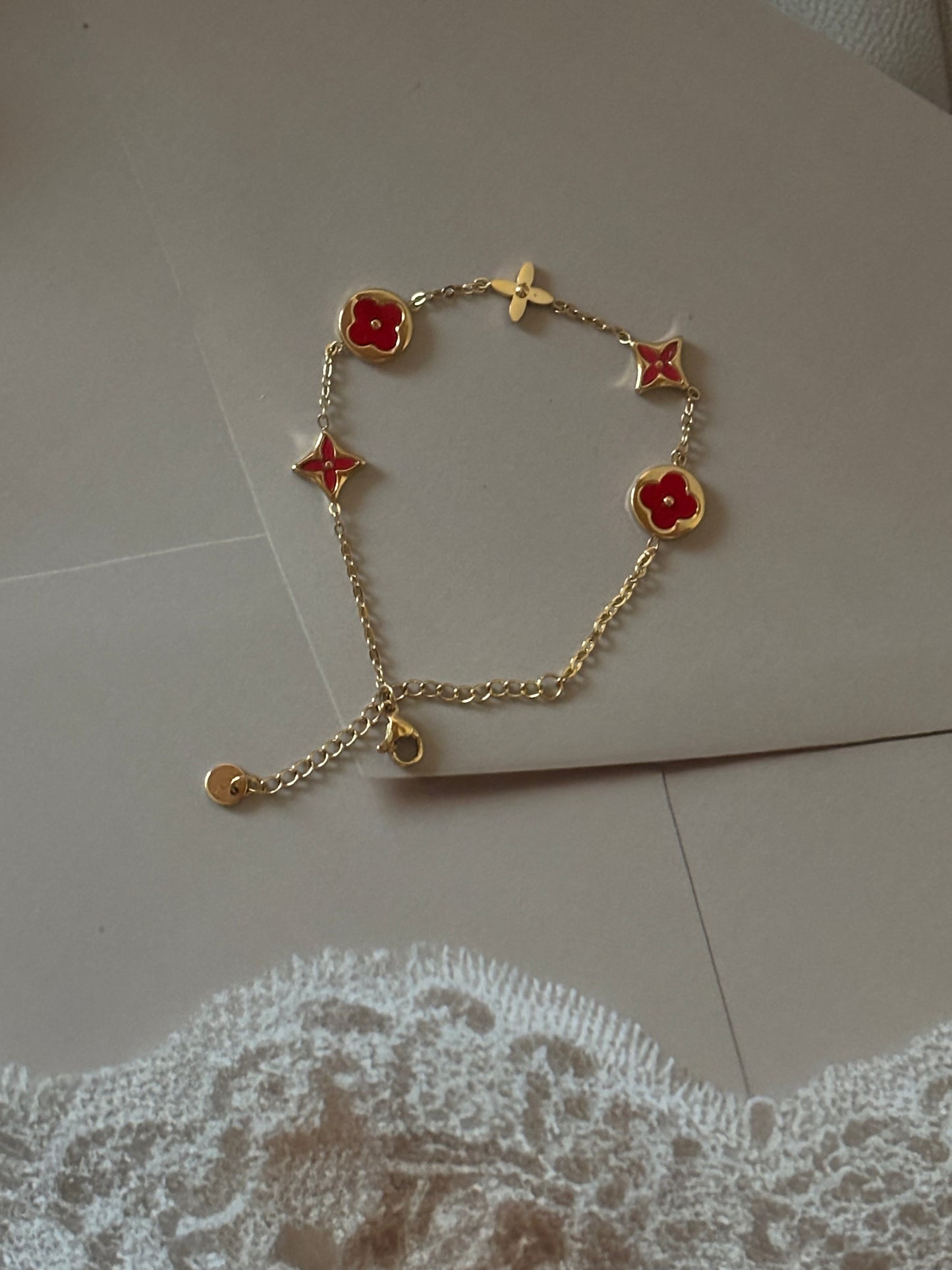 Red and golden flower bracelet