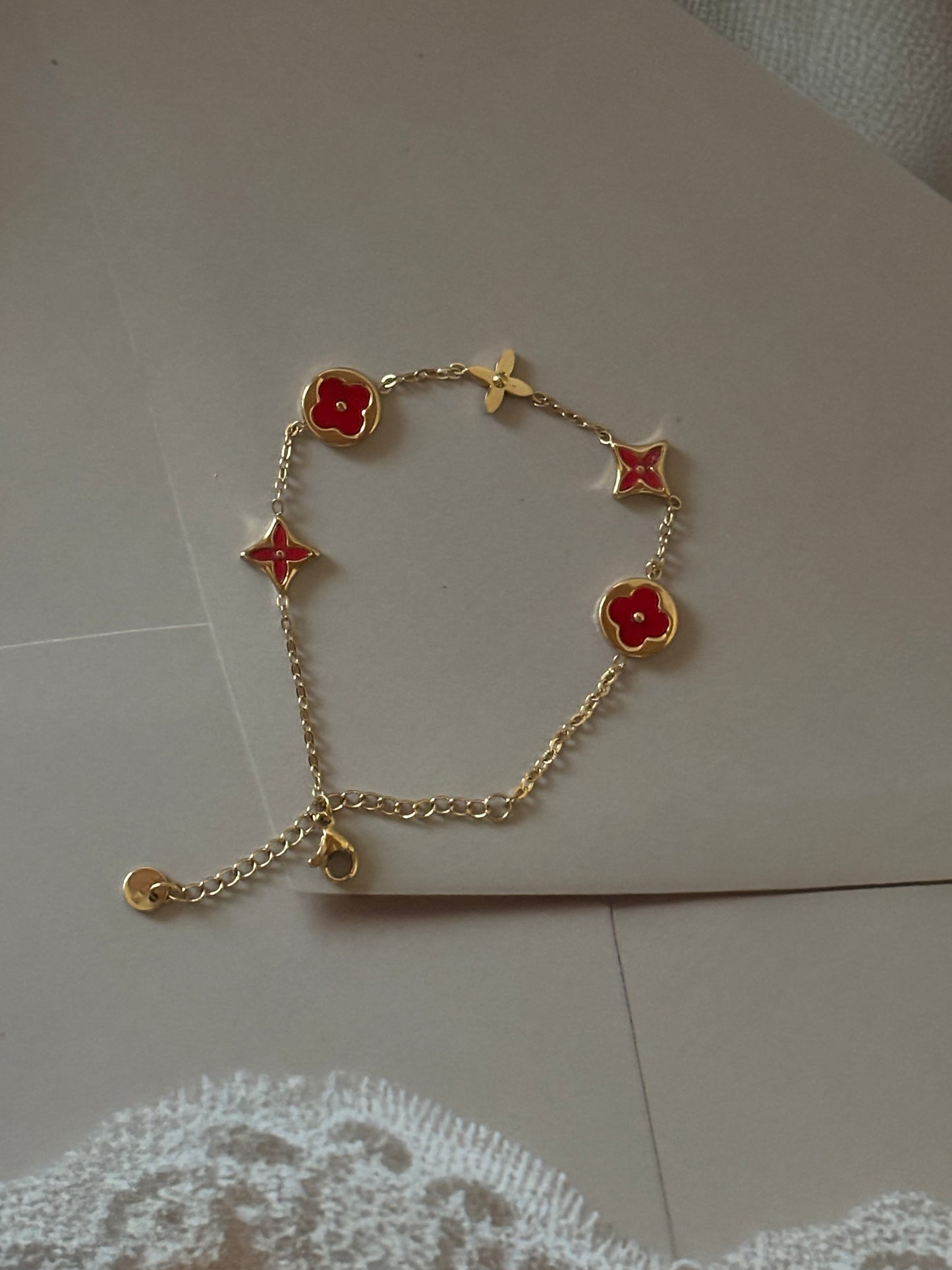 Red and golden flower bracelet