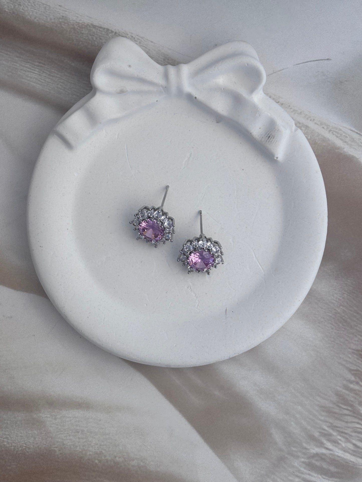 Pink Flower Zirconia studs