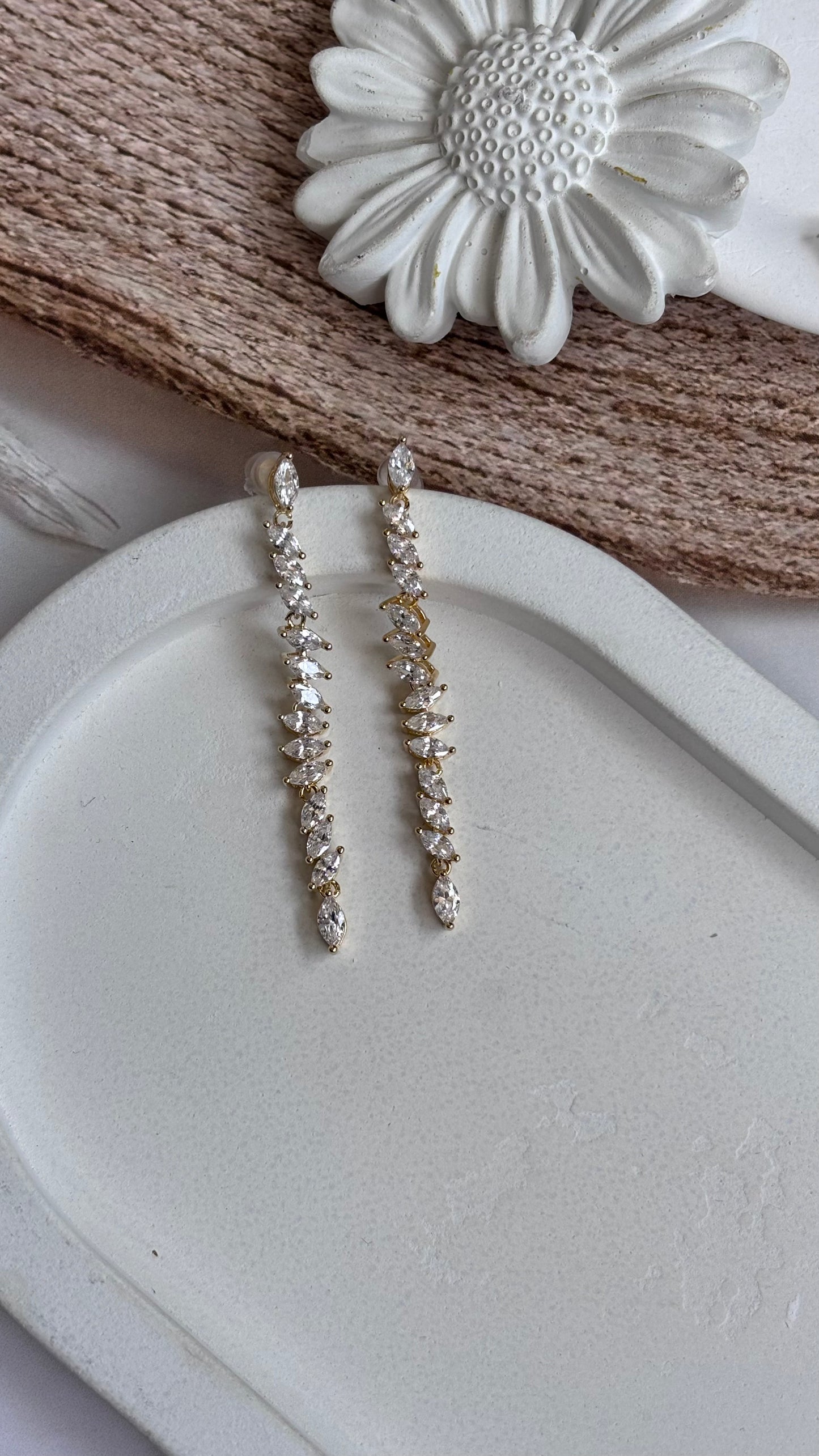 Diamond Drop long dangle earrings