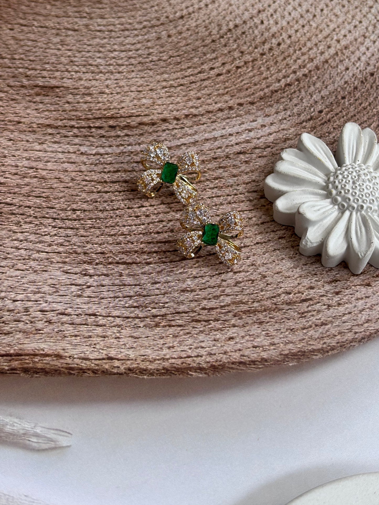 Emerald Bow Studs