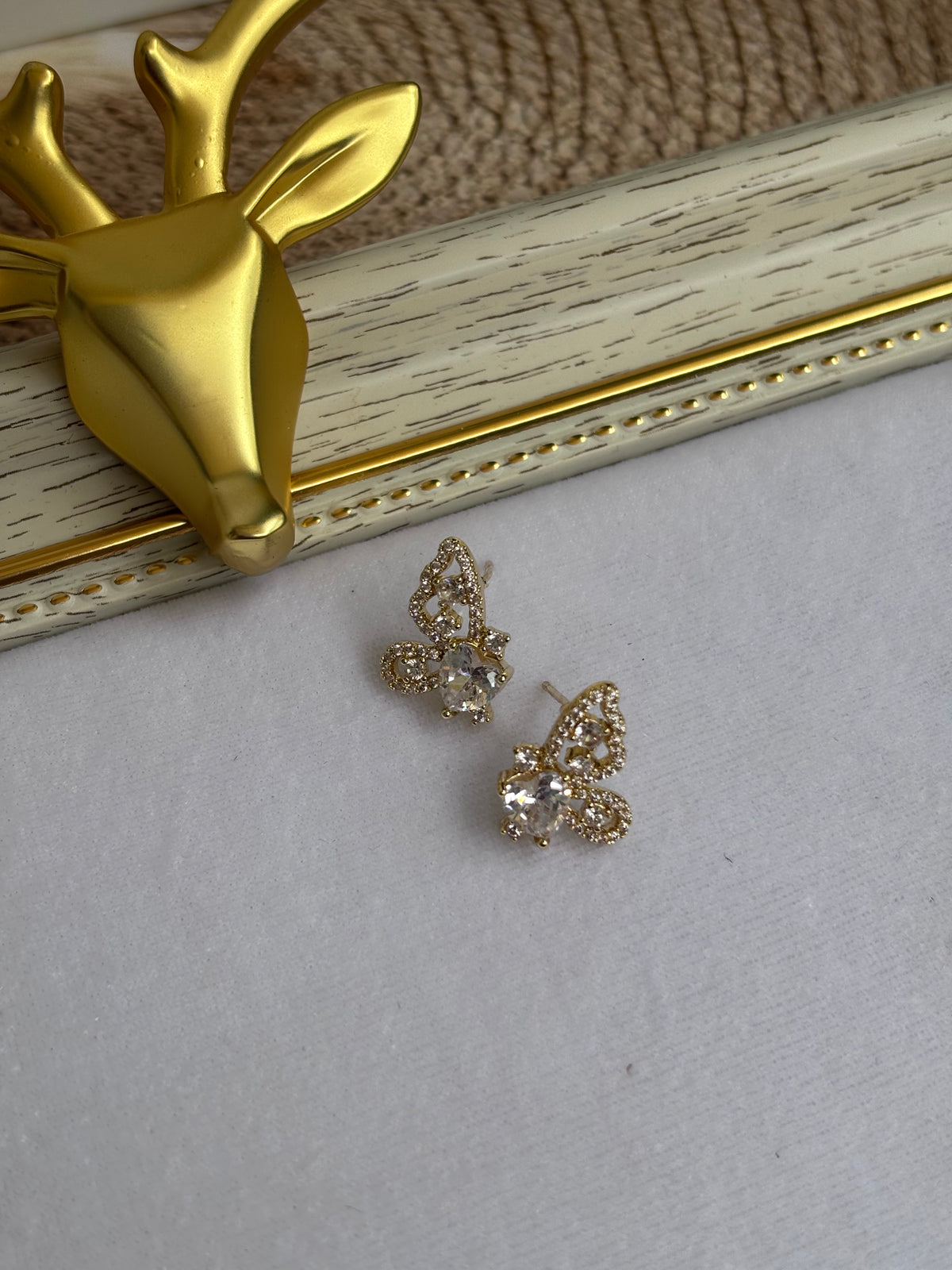 White stone Half Butterfly studs