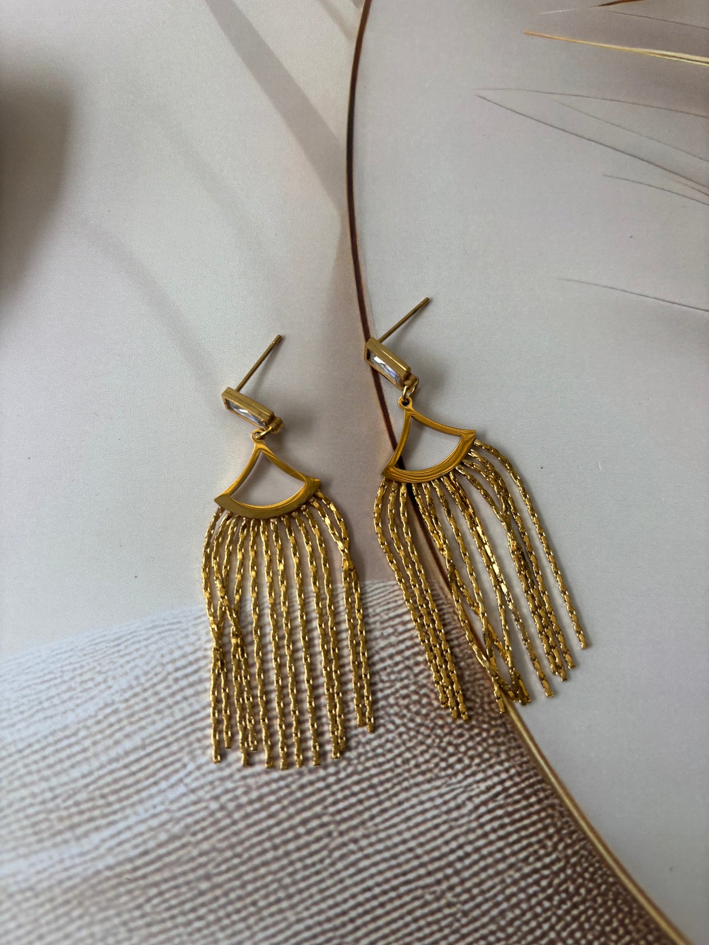 Long Triangle Tassel Earrings
