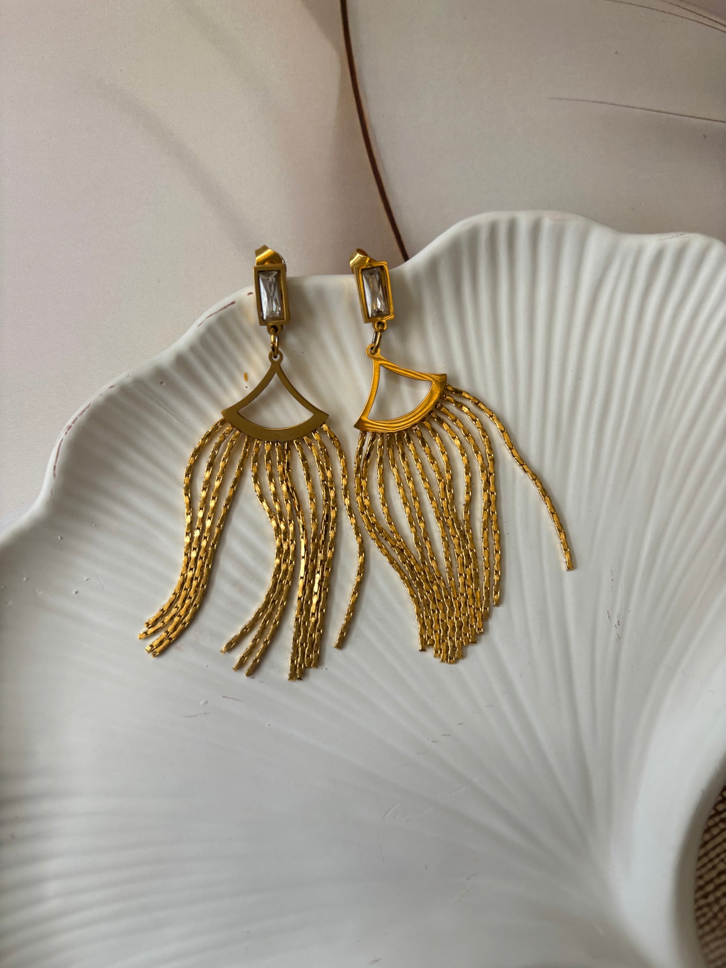 Long Triangle Tassel Earrings