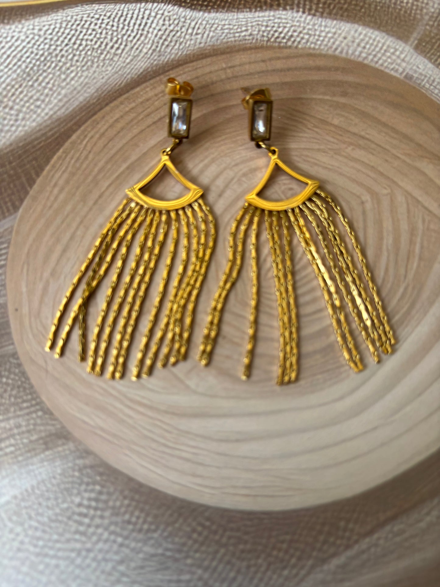Long Triangle Tassel Earrings