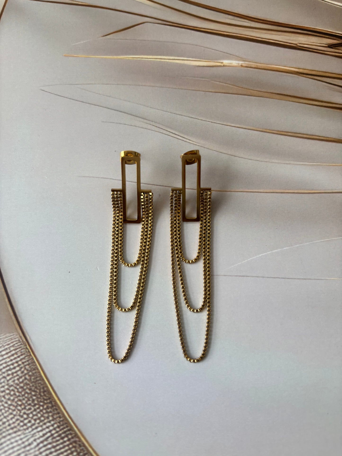 Rectangle Dangler long earrings