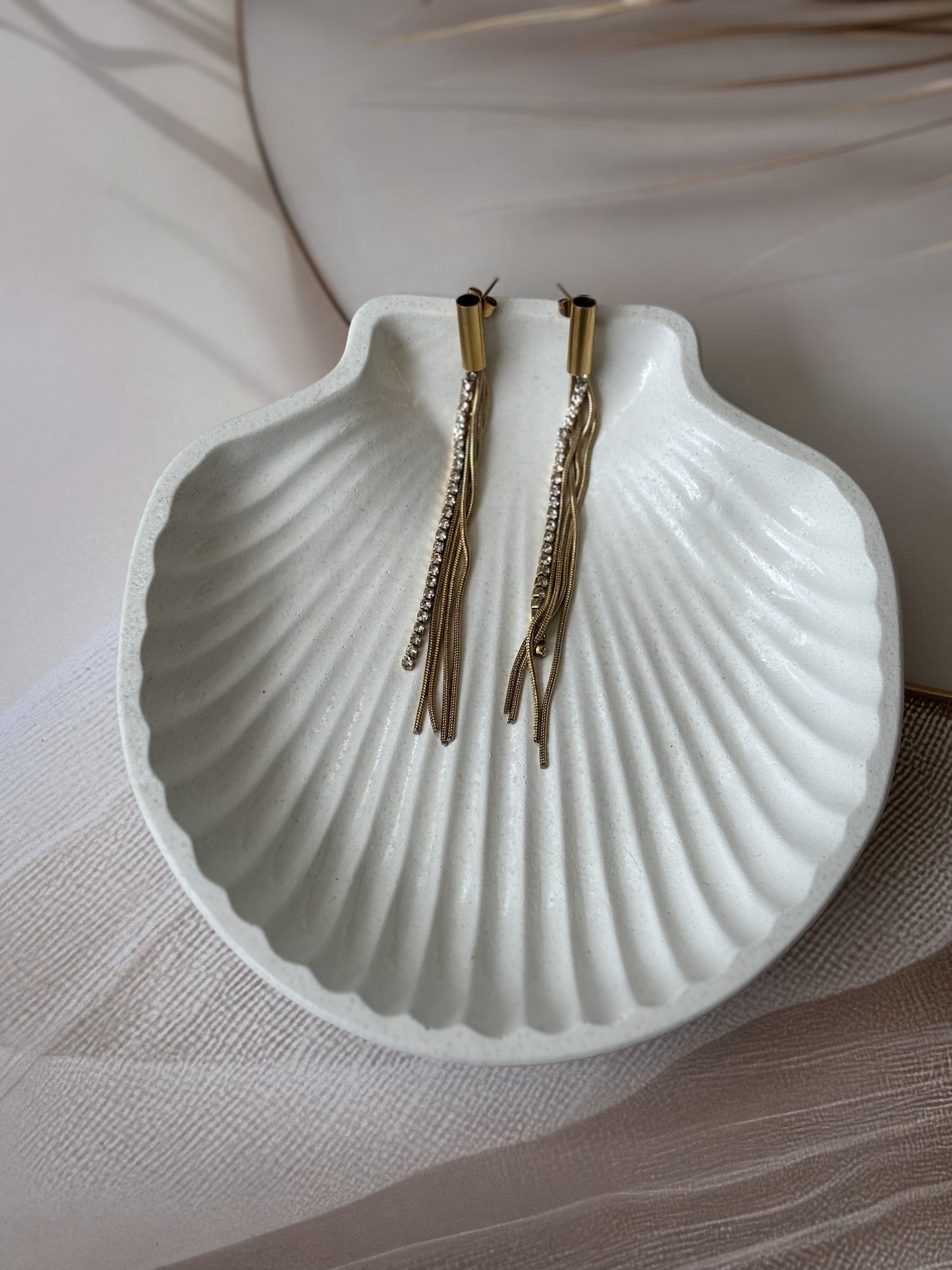 Long Piping studs tassel earrings