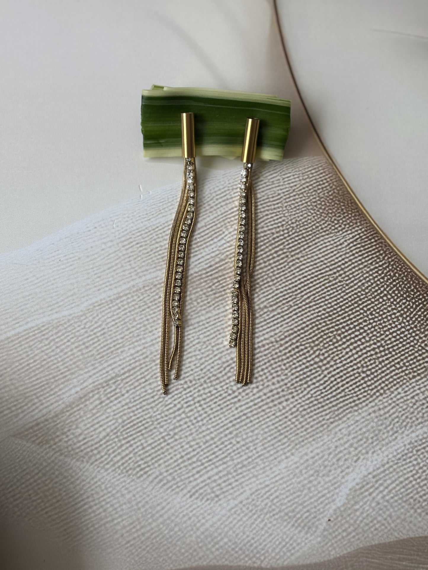 Long Piping studs tassel earrings
