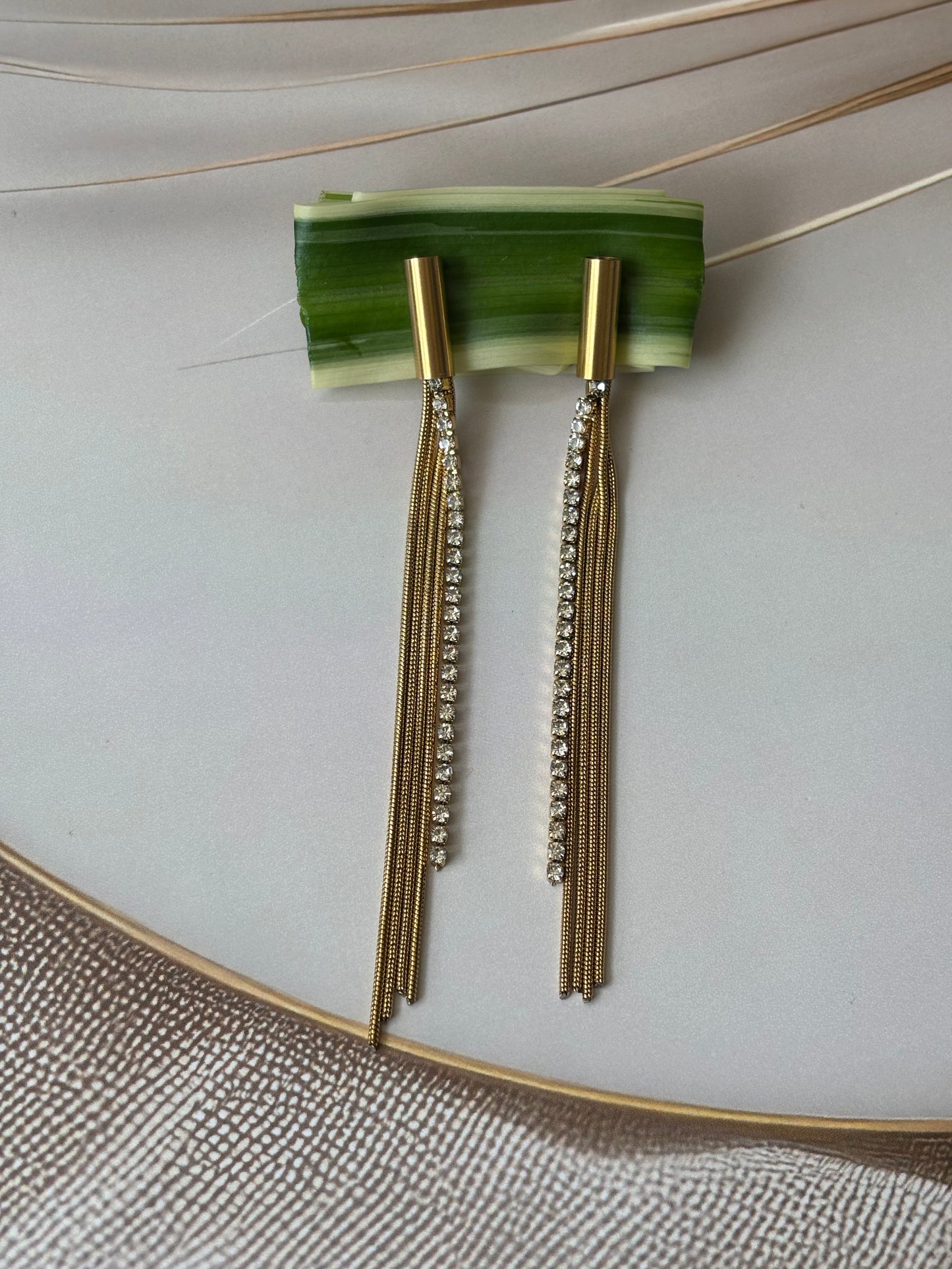Long Piping studs tassel earrings