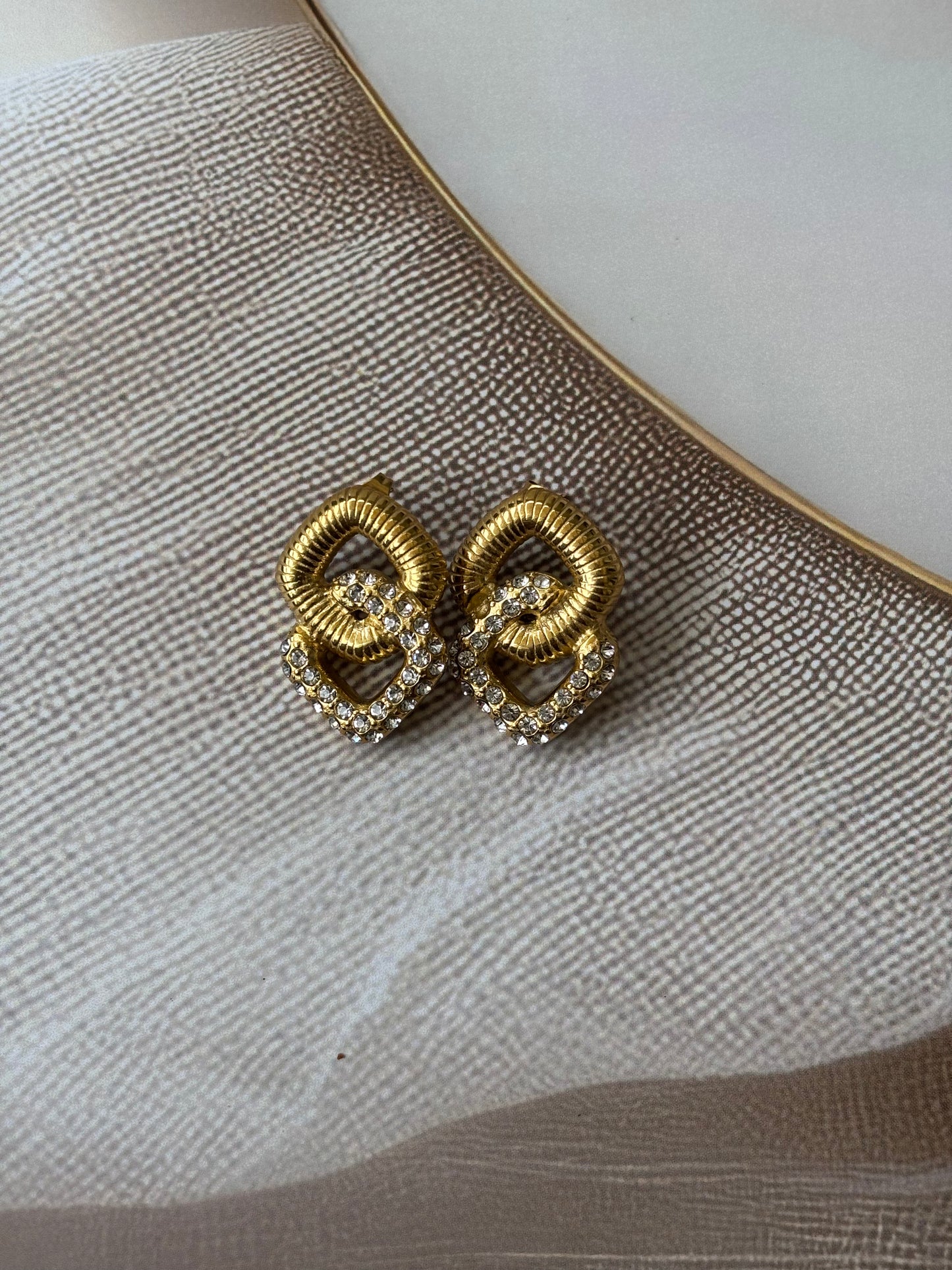 Golden layered studded kite earrings