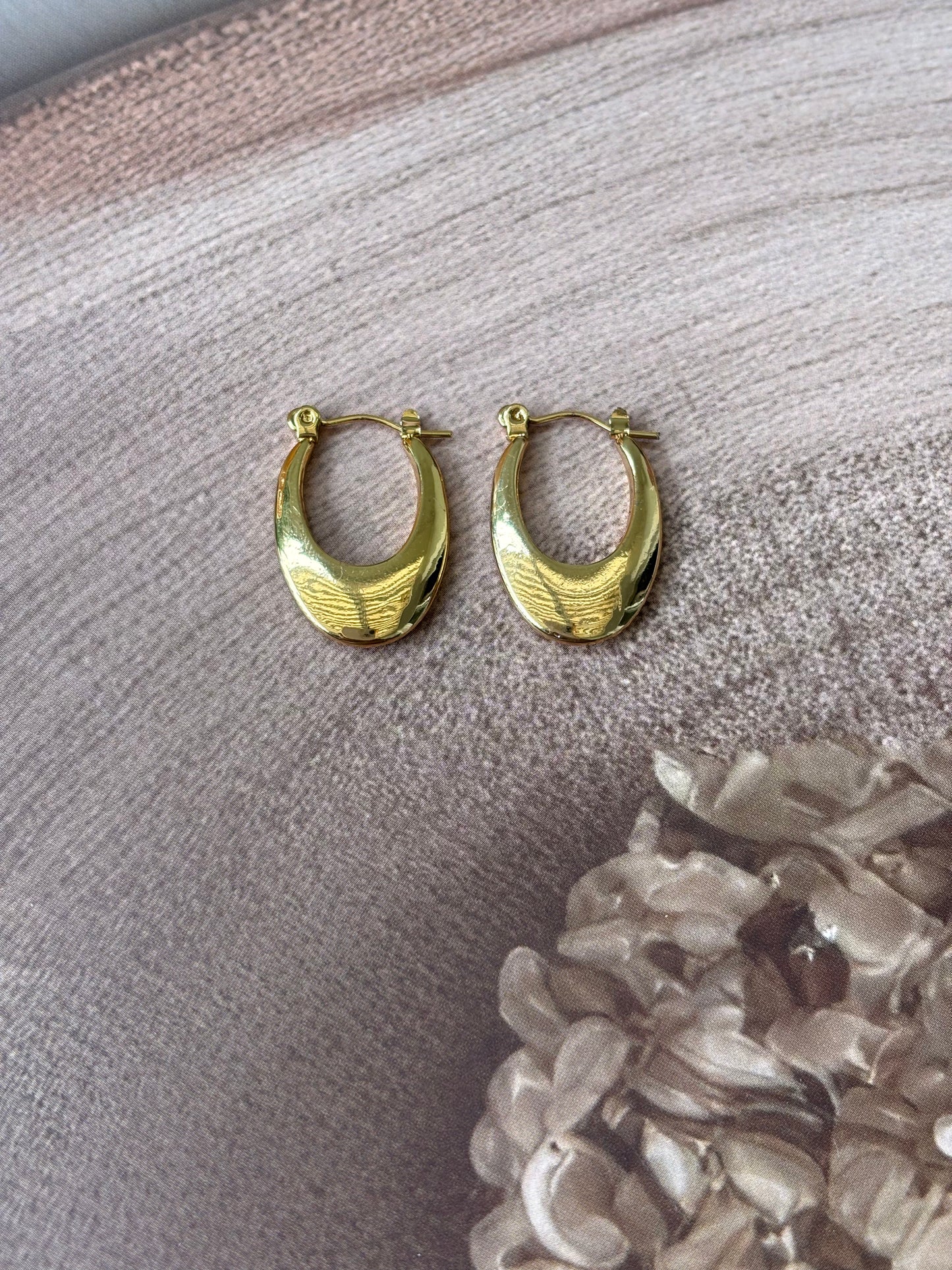 Golden Oval narrow hoops.