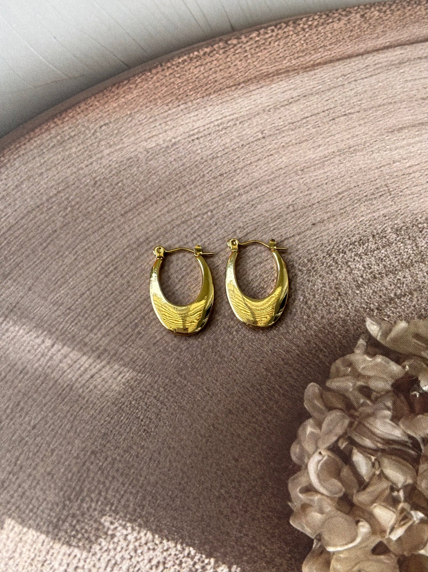 Golden Oval narrow hoops.