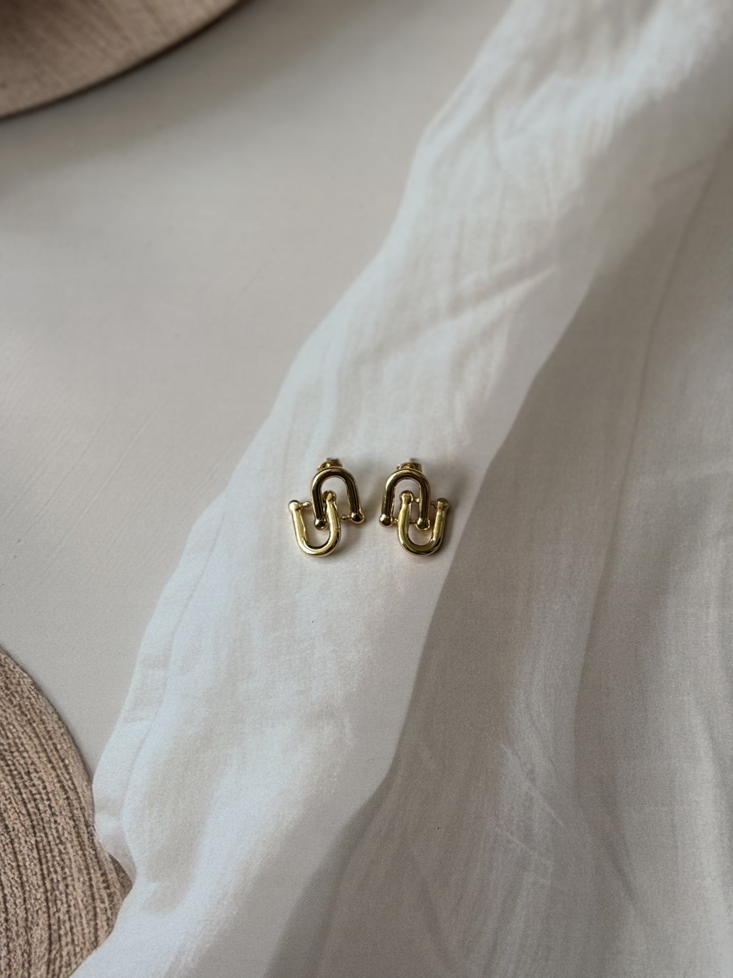 Golden Layered clasp earrings