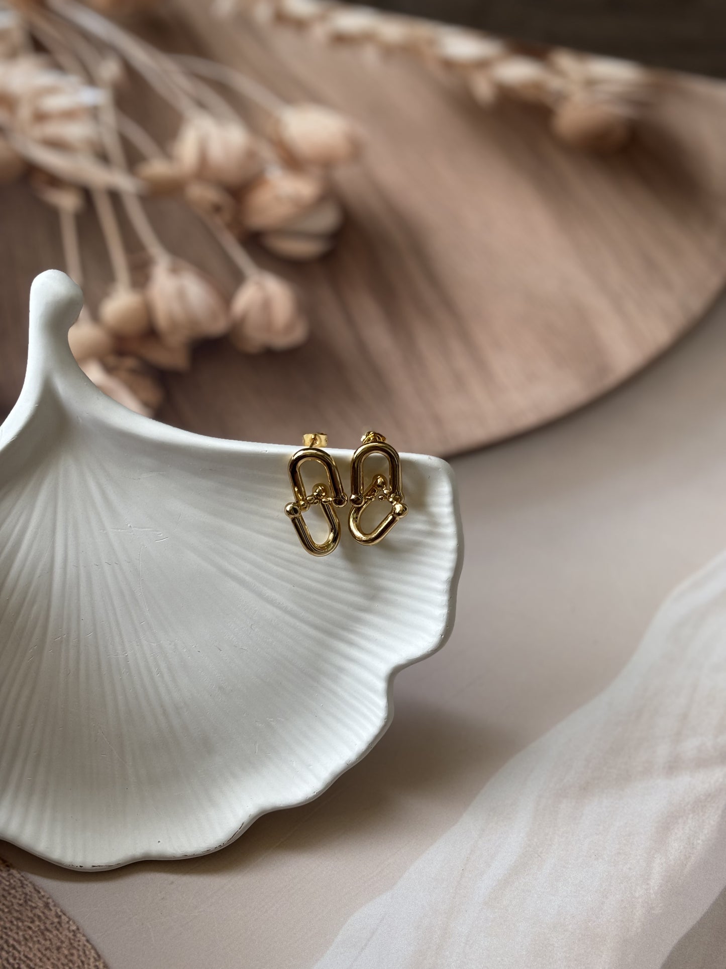 Golden Layered clasp earrings