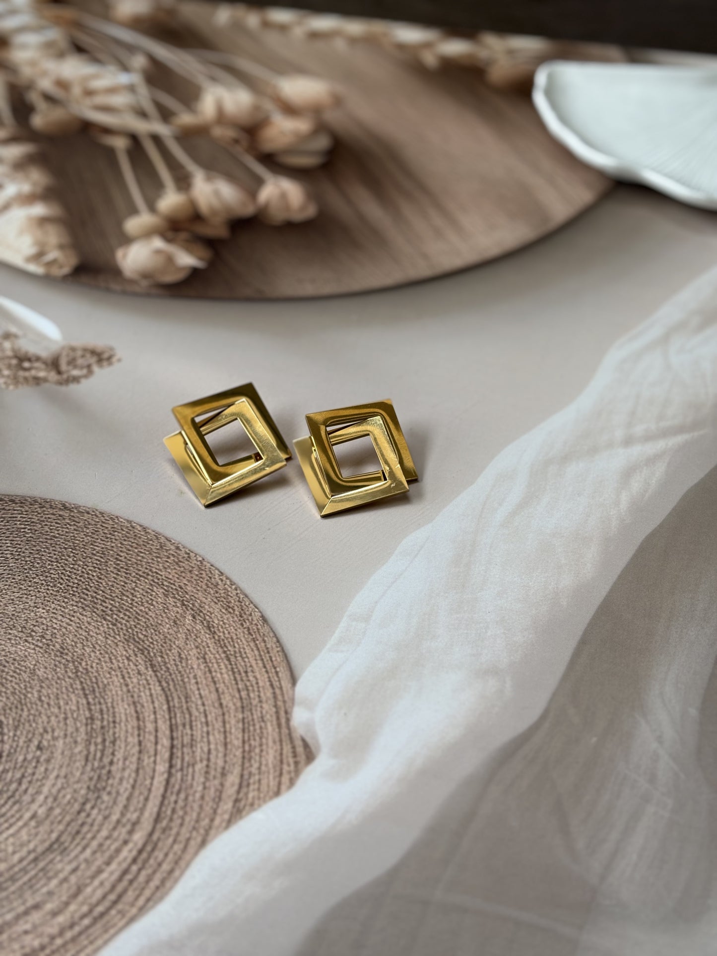 Layered square earrings