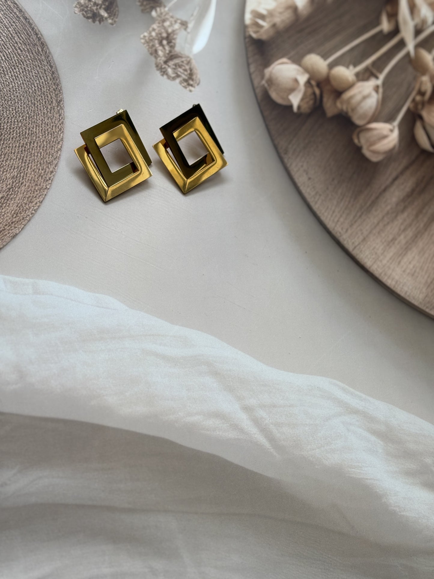 Layered square earrings