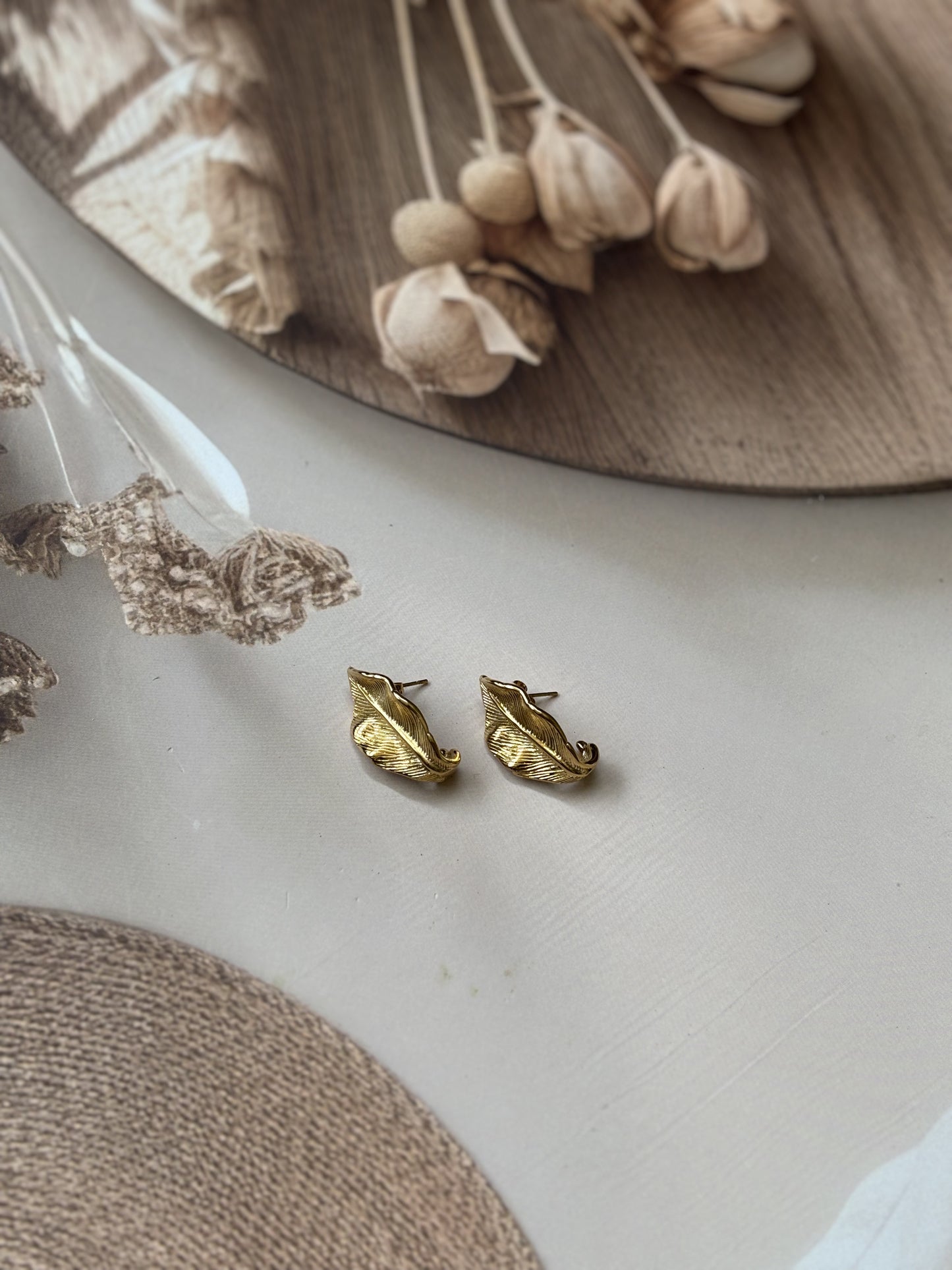 Golden leaf earrings