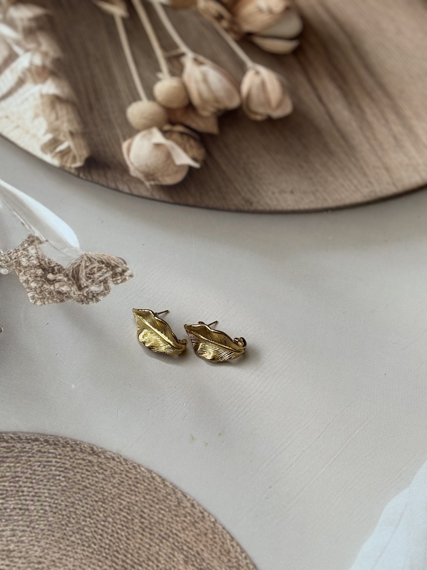 Golden leaf earrings
