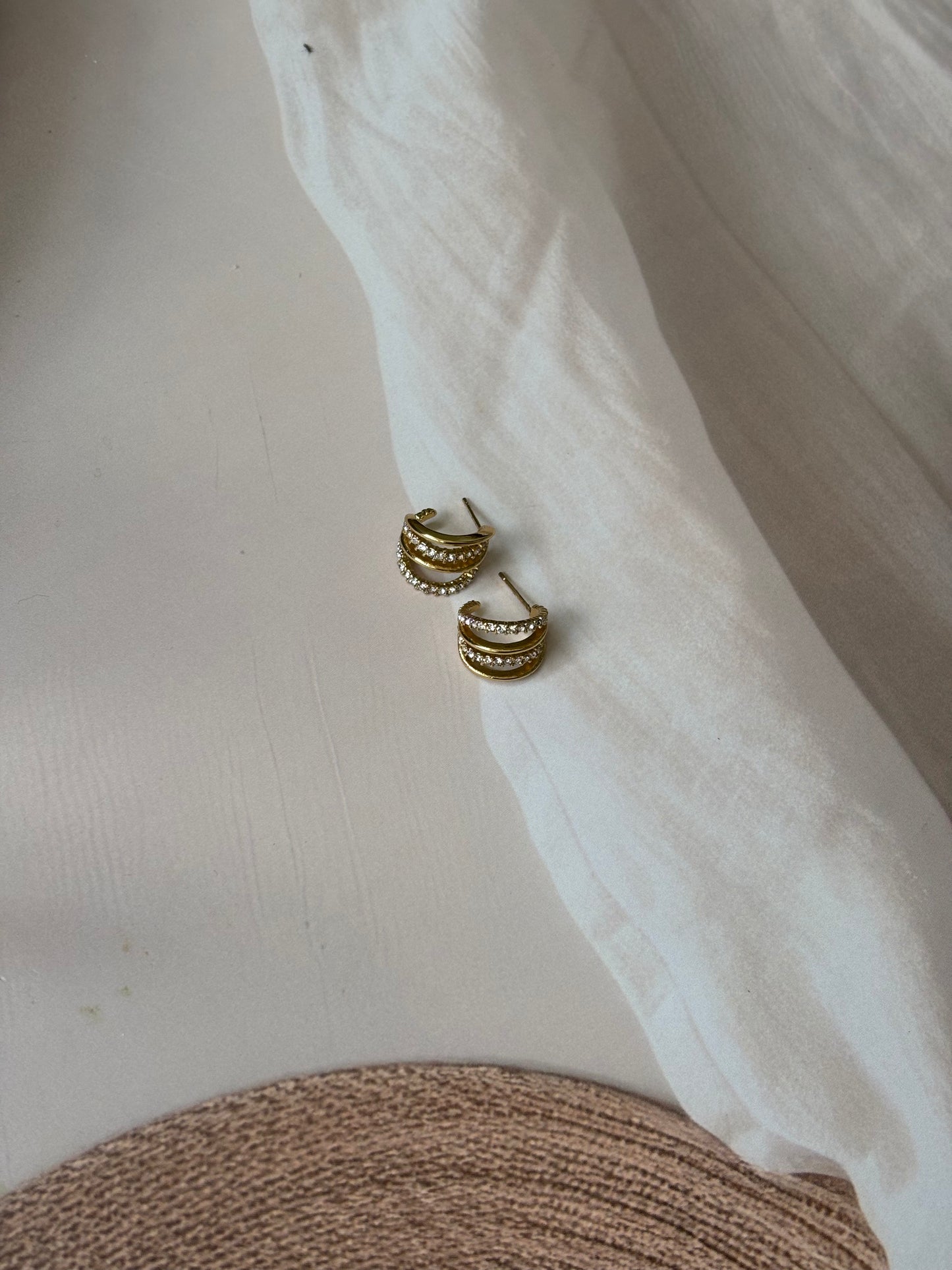 Golden Studded lining earrings