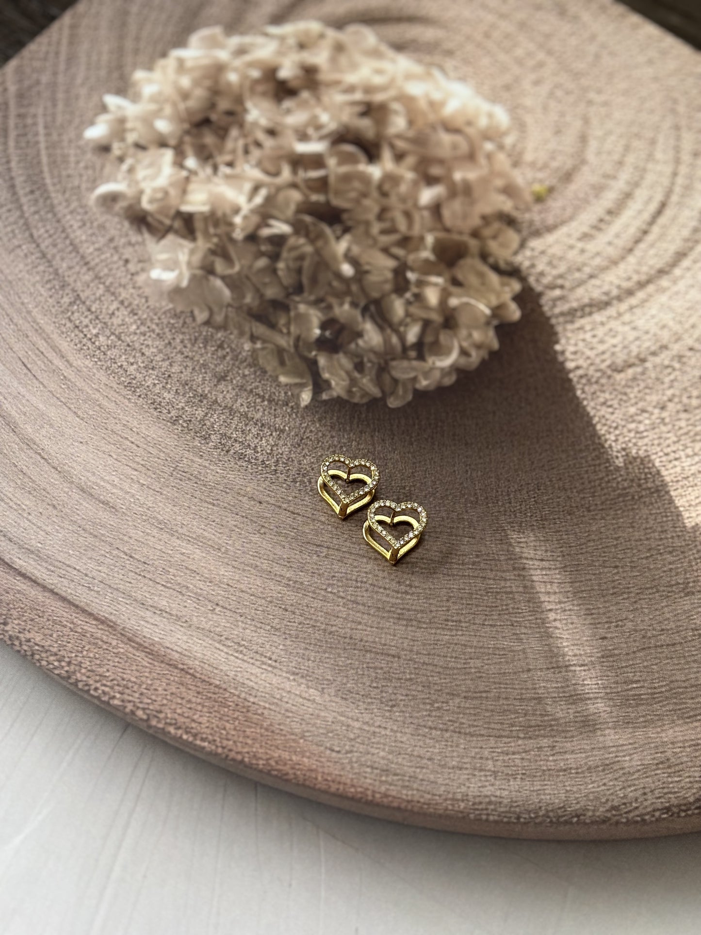 Golden Hollow heart studs