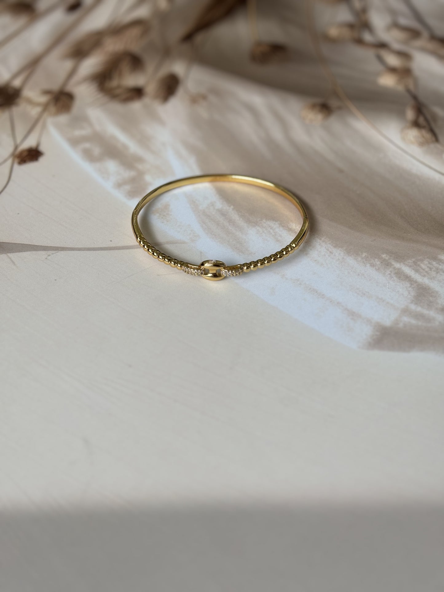 Golden AD Ball studs sleek bracelet