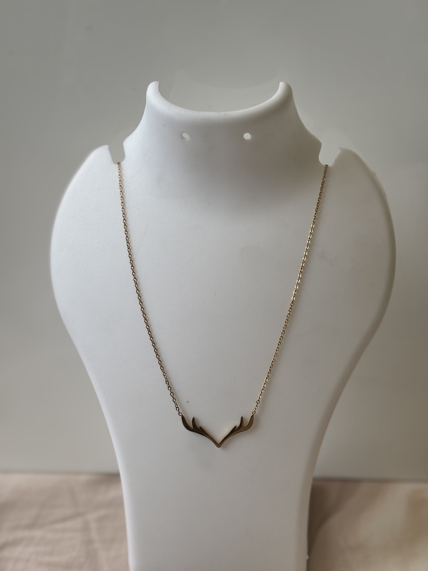 Golden Deer Antler Necklace