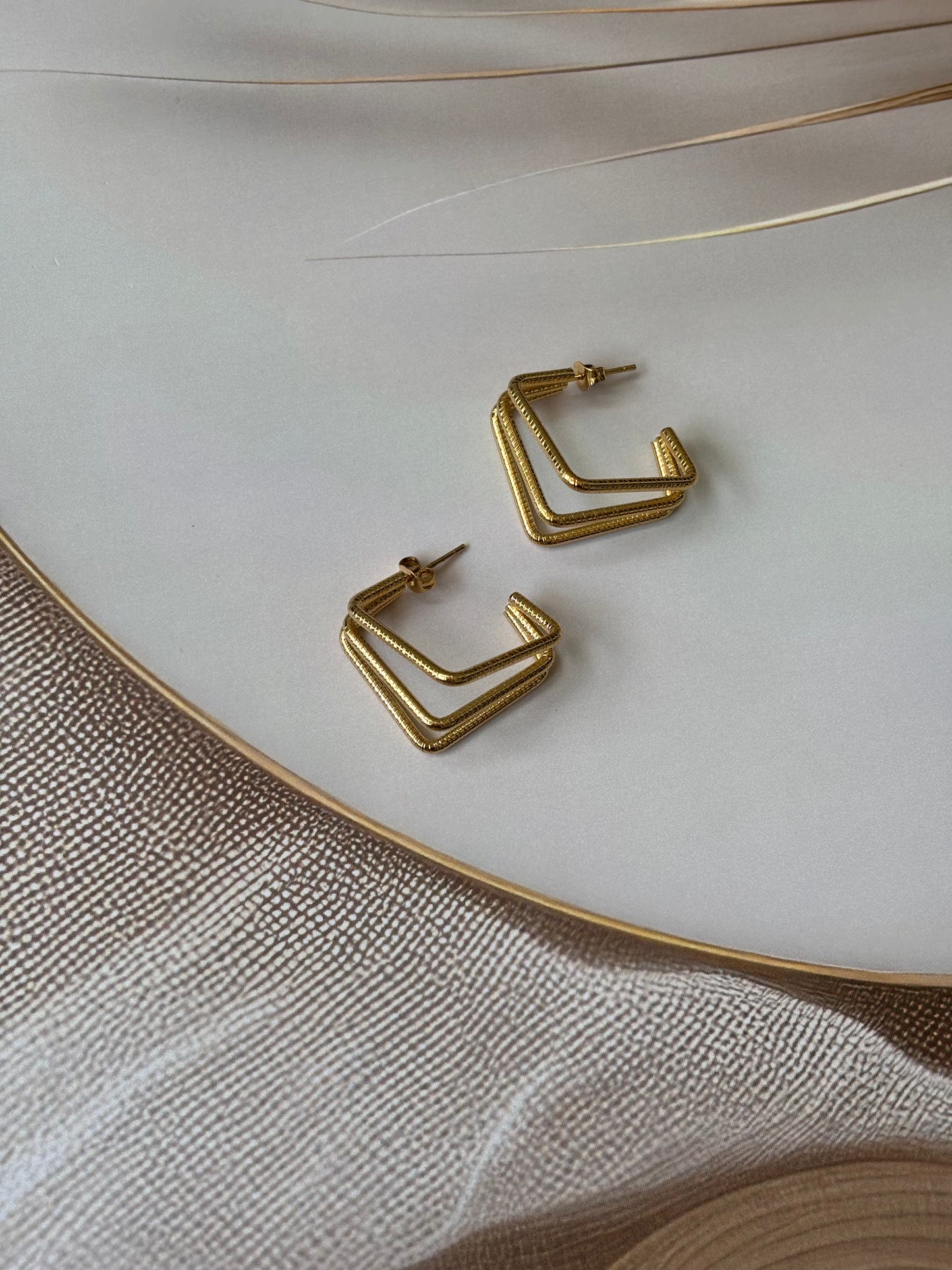 Golden Half square earrings