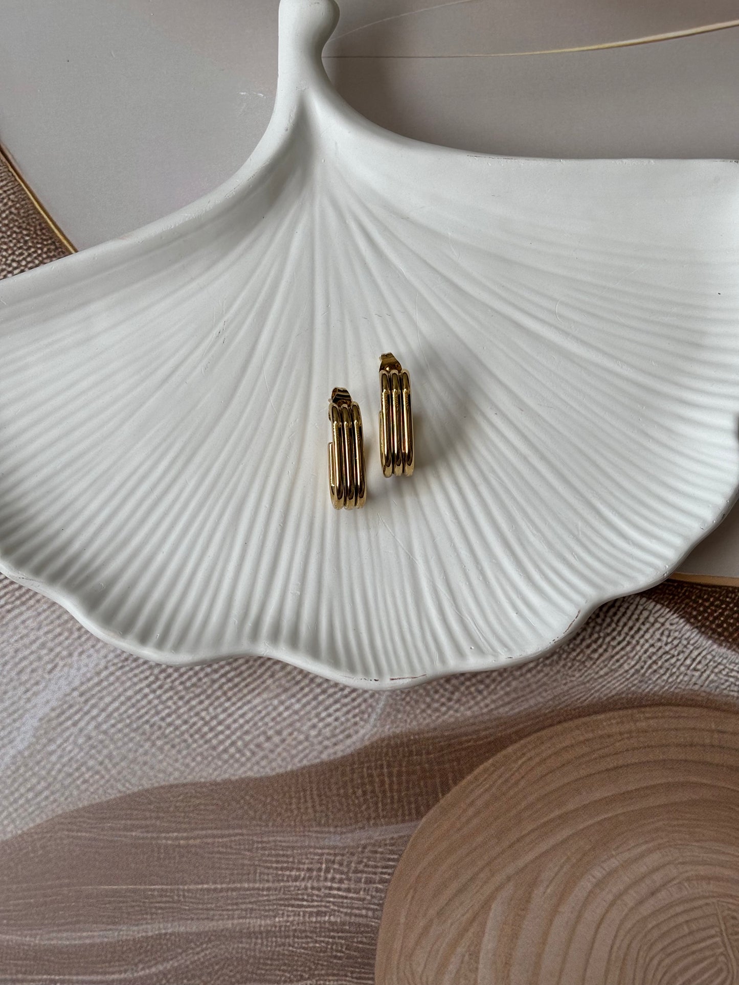Golden Squary oval small earrings