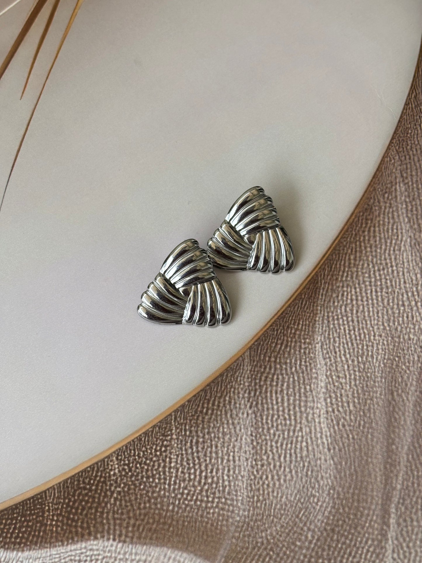 Silver triangle studs