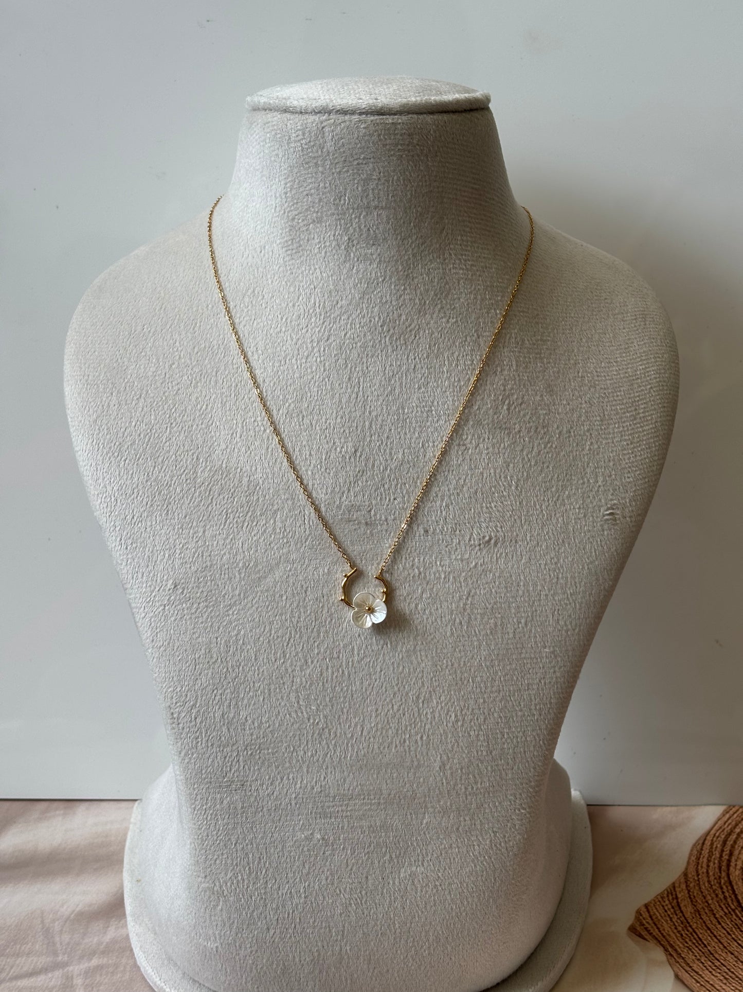 White enamel flower necklace