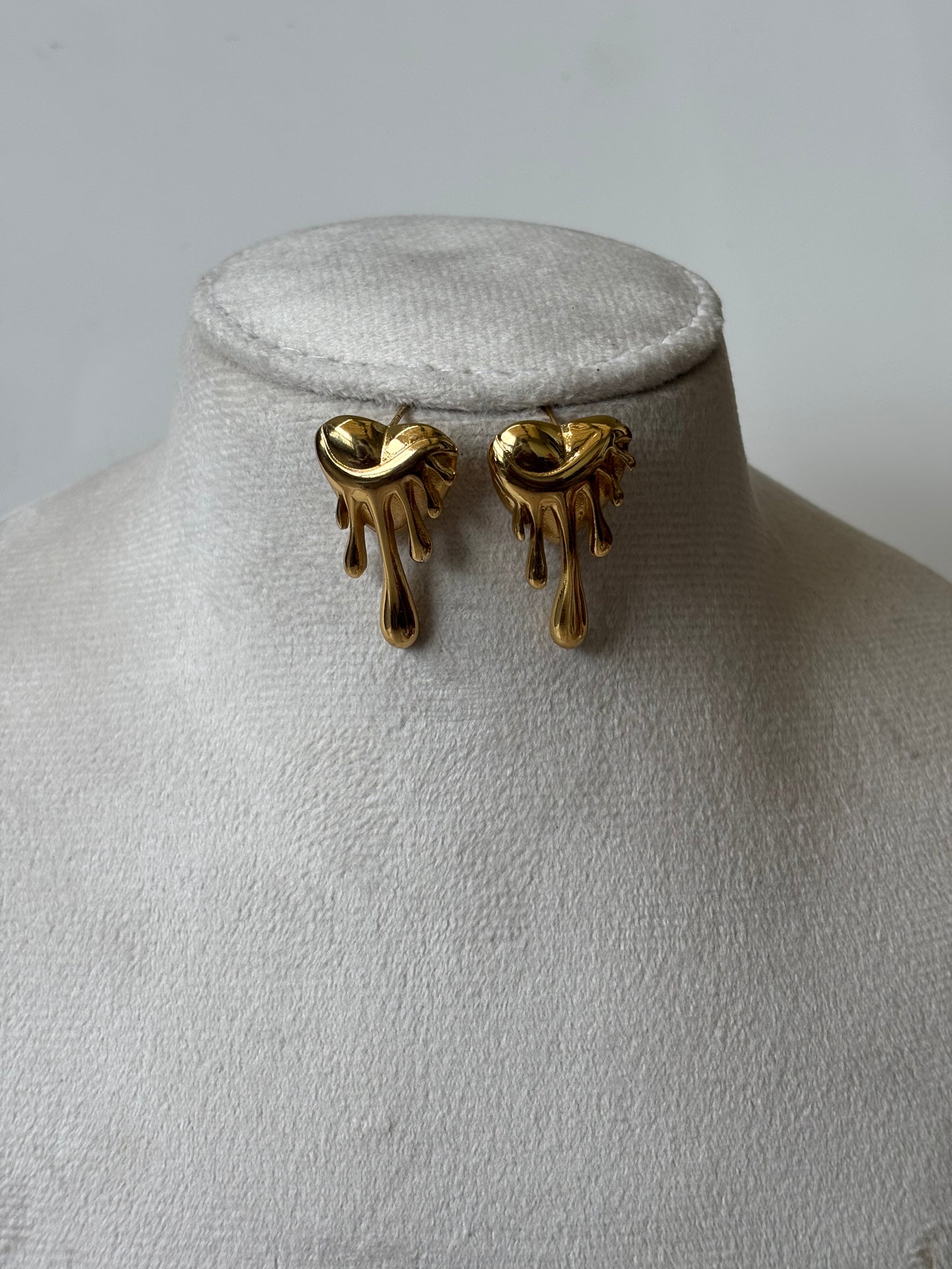 Chunky melted heartdrop dangle studs