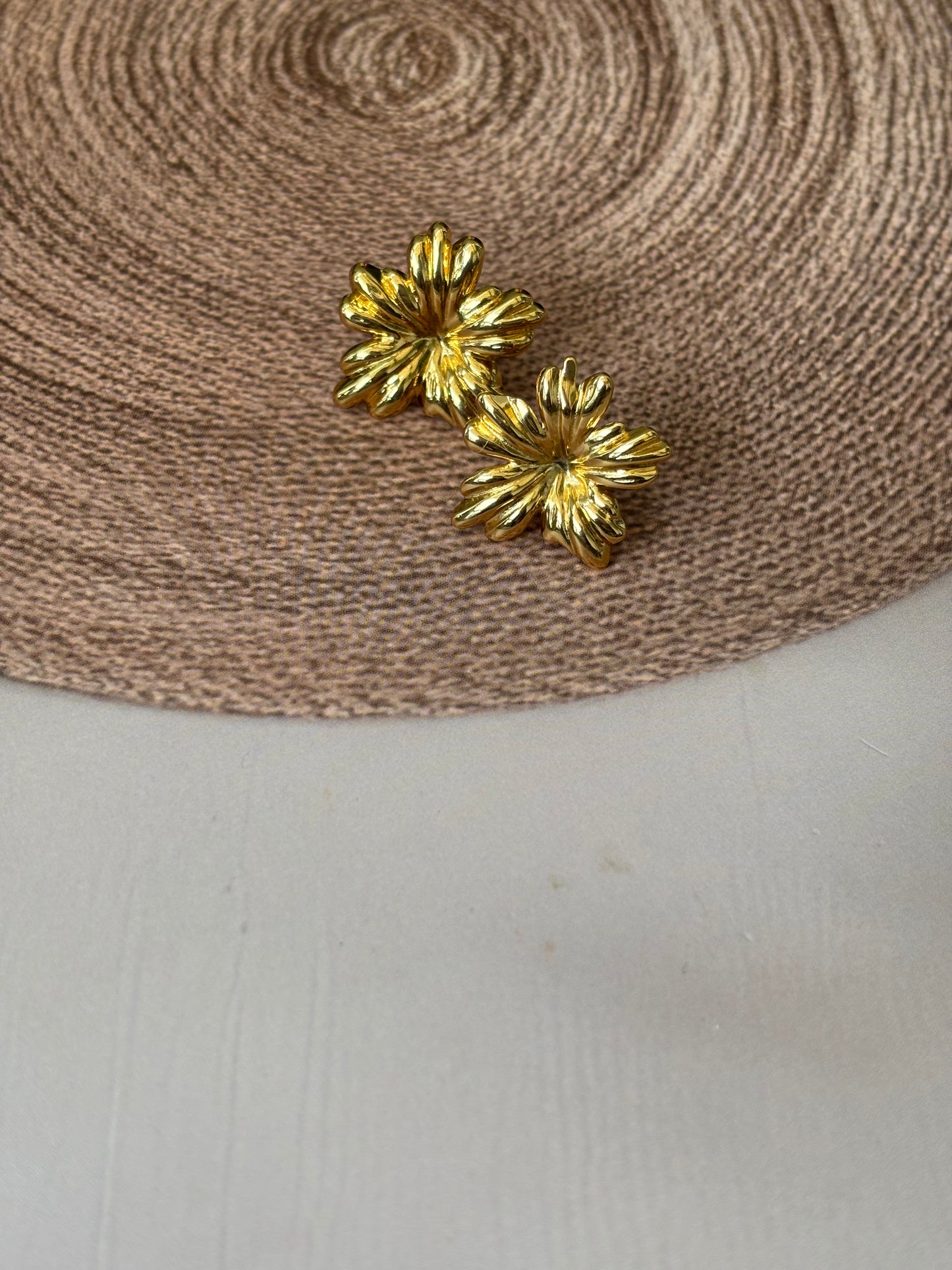 Chunky golden flower studs
