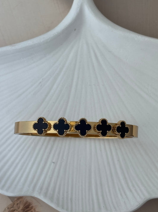 Black Beauty clover kada bracelet