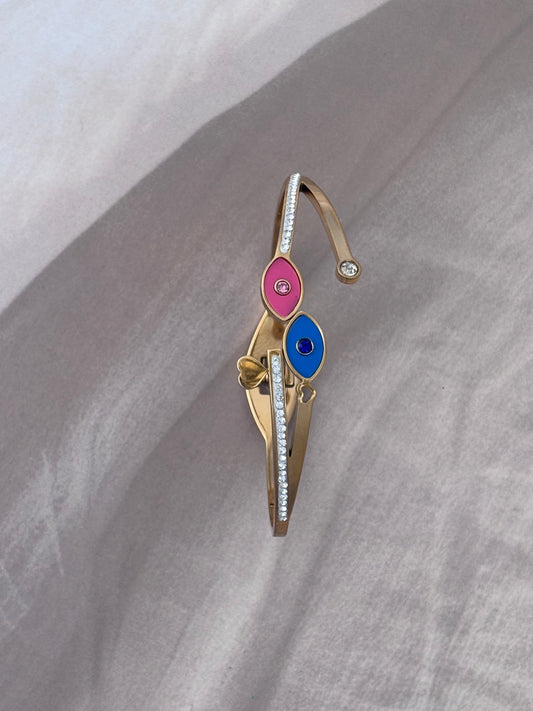 Pinky Blue motif Evil eye openable kada