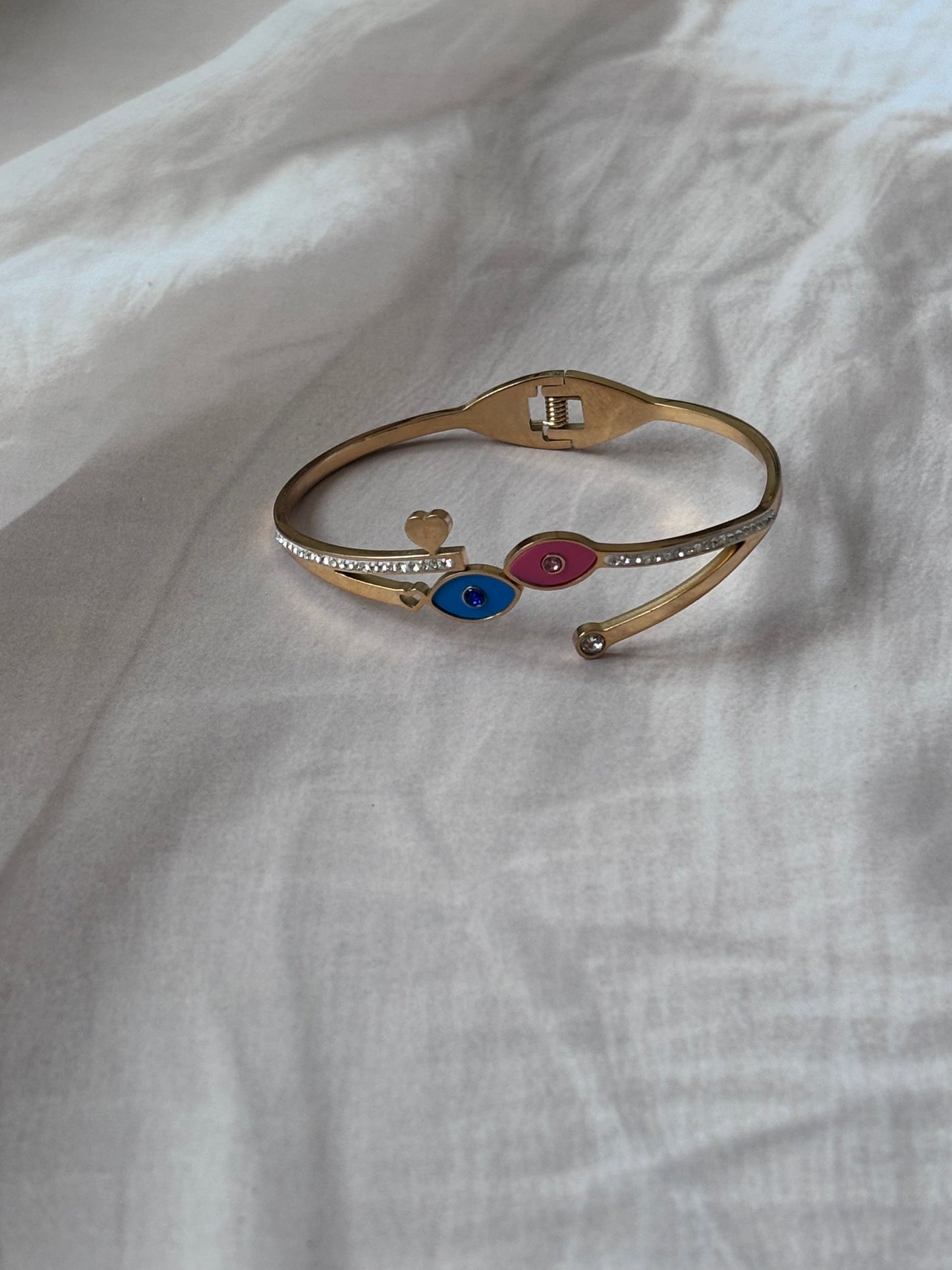 Pinky Blue motif Evil eye openable kada