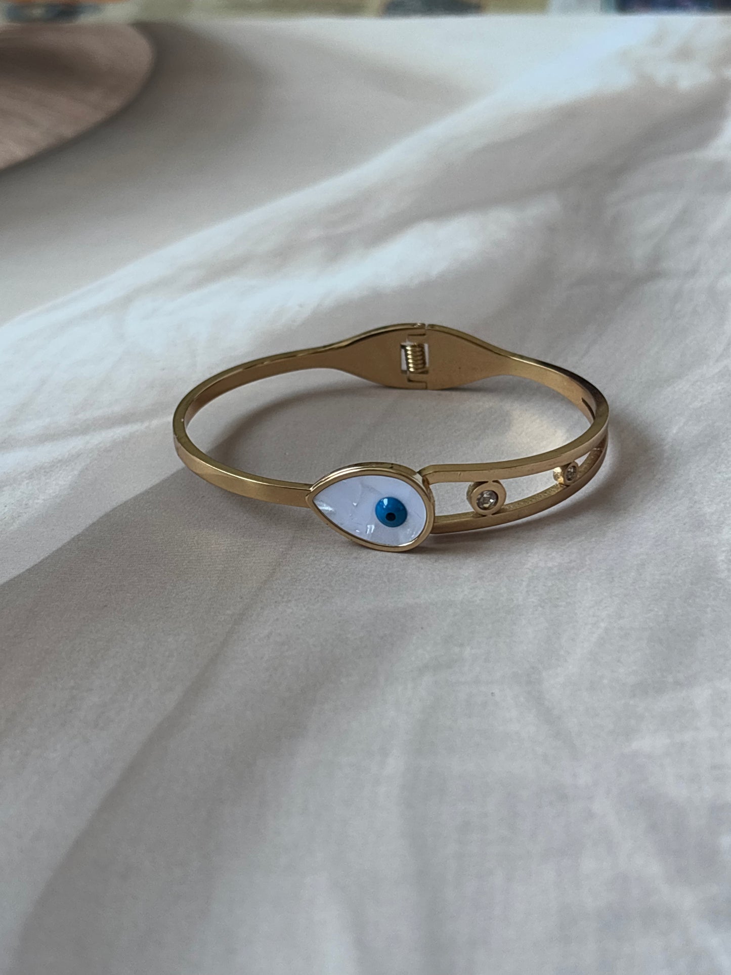 White drop evil eye openable kada