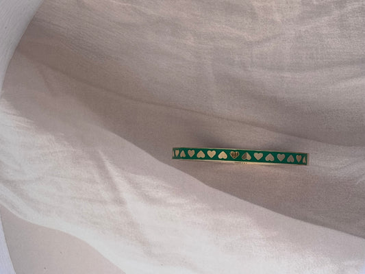 Golden heart motif green kada