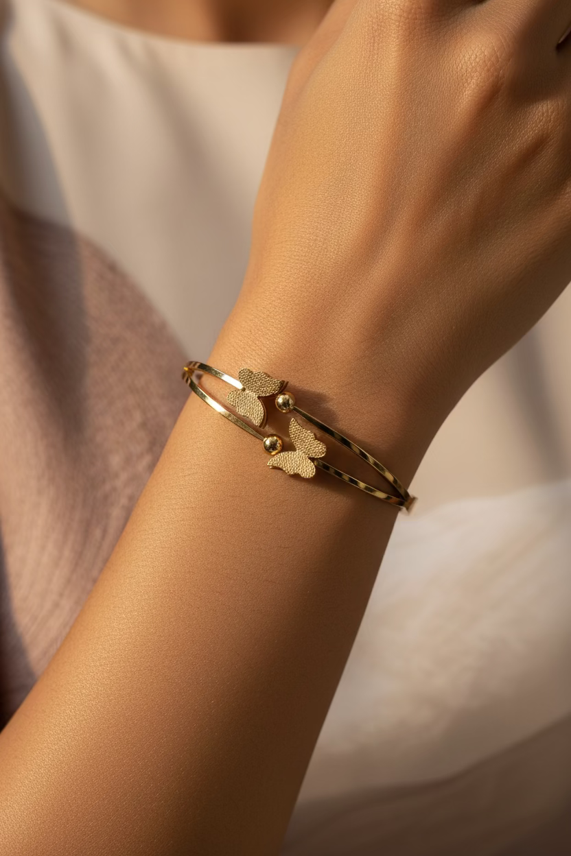 Duo Butterfly Golden Bracelet