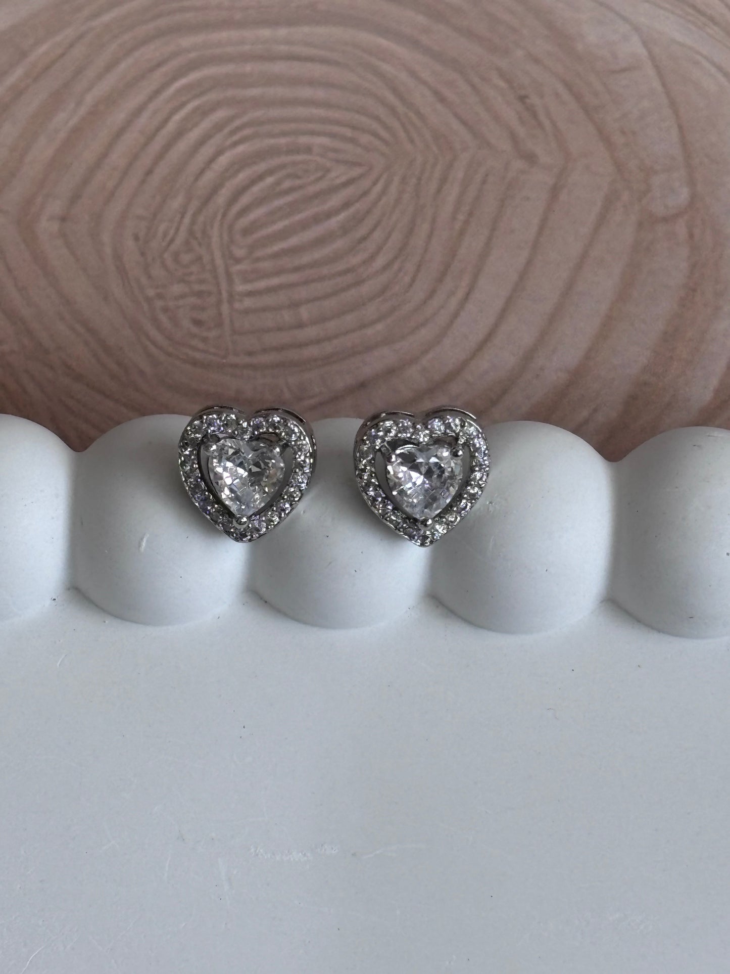 Solitaire Heart Studs