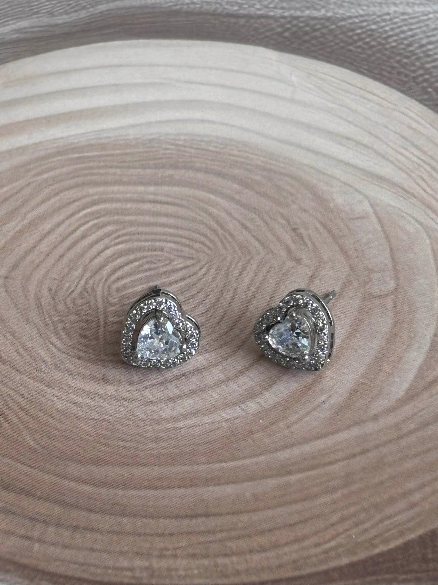 Solitaire Heart Studs