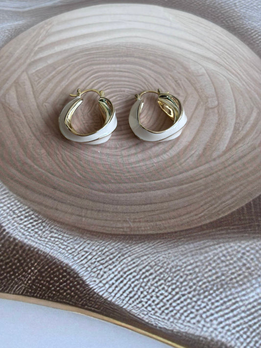 White Enamelled Statement Hoops