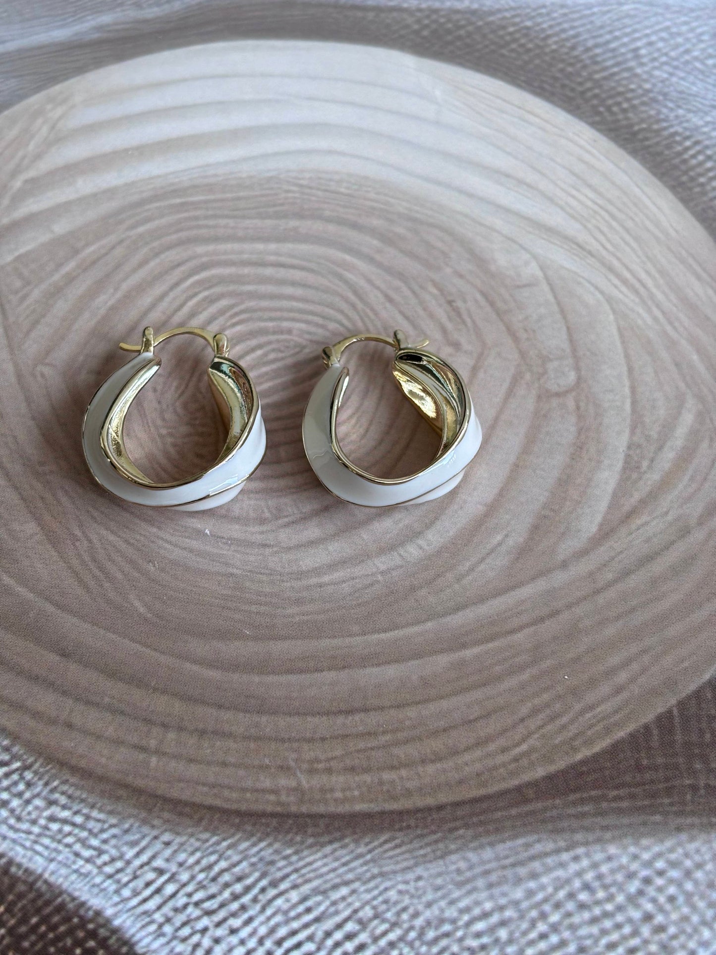 White Enamelled Statement Hoops