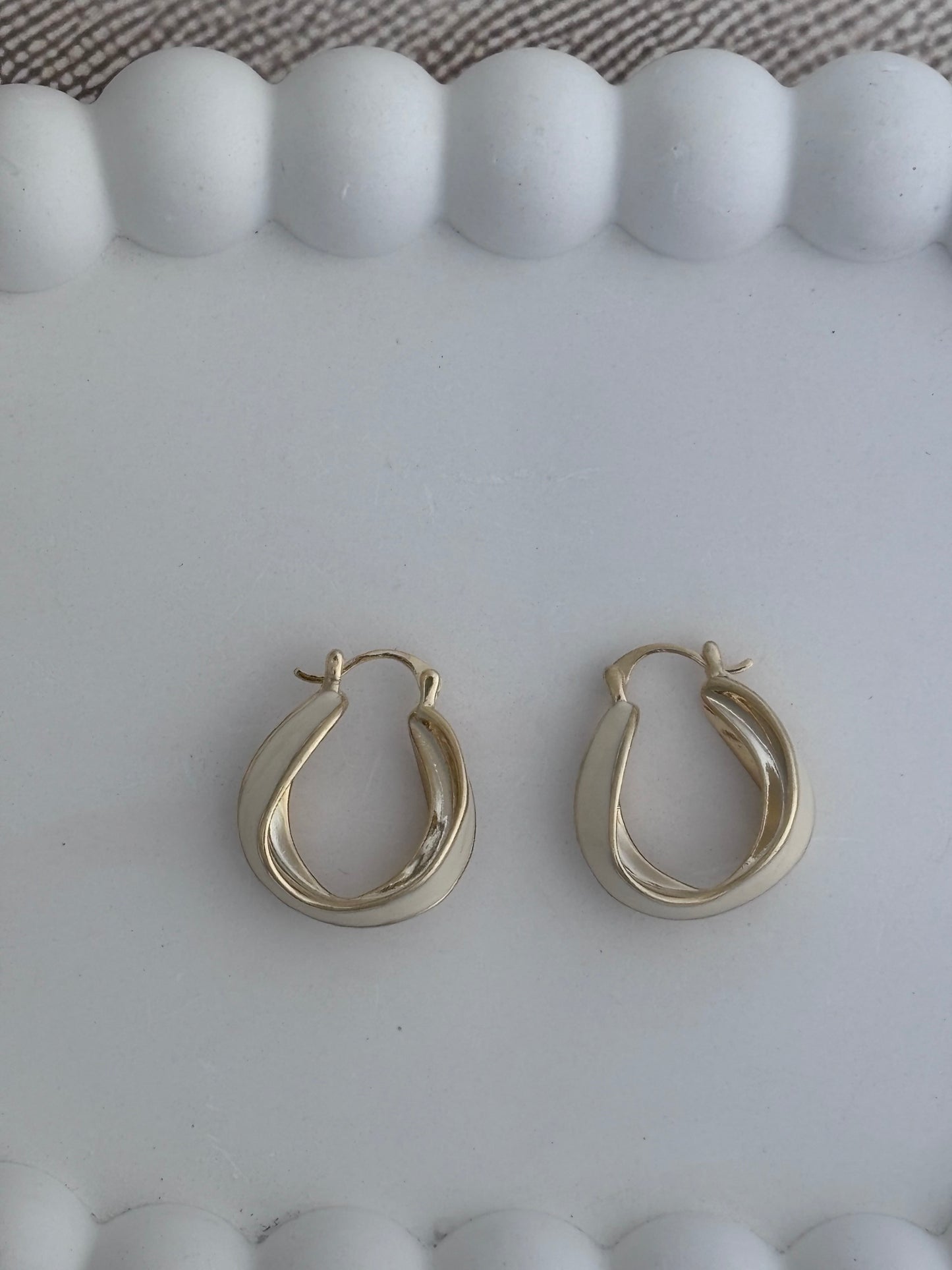 White Enamelled Statement Hoops