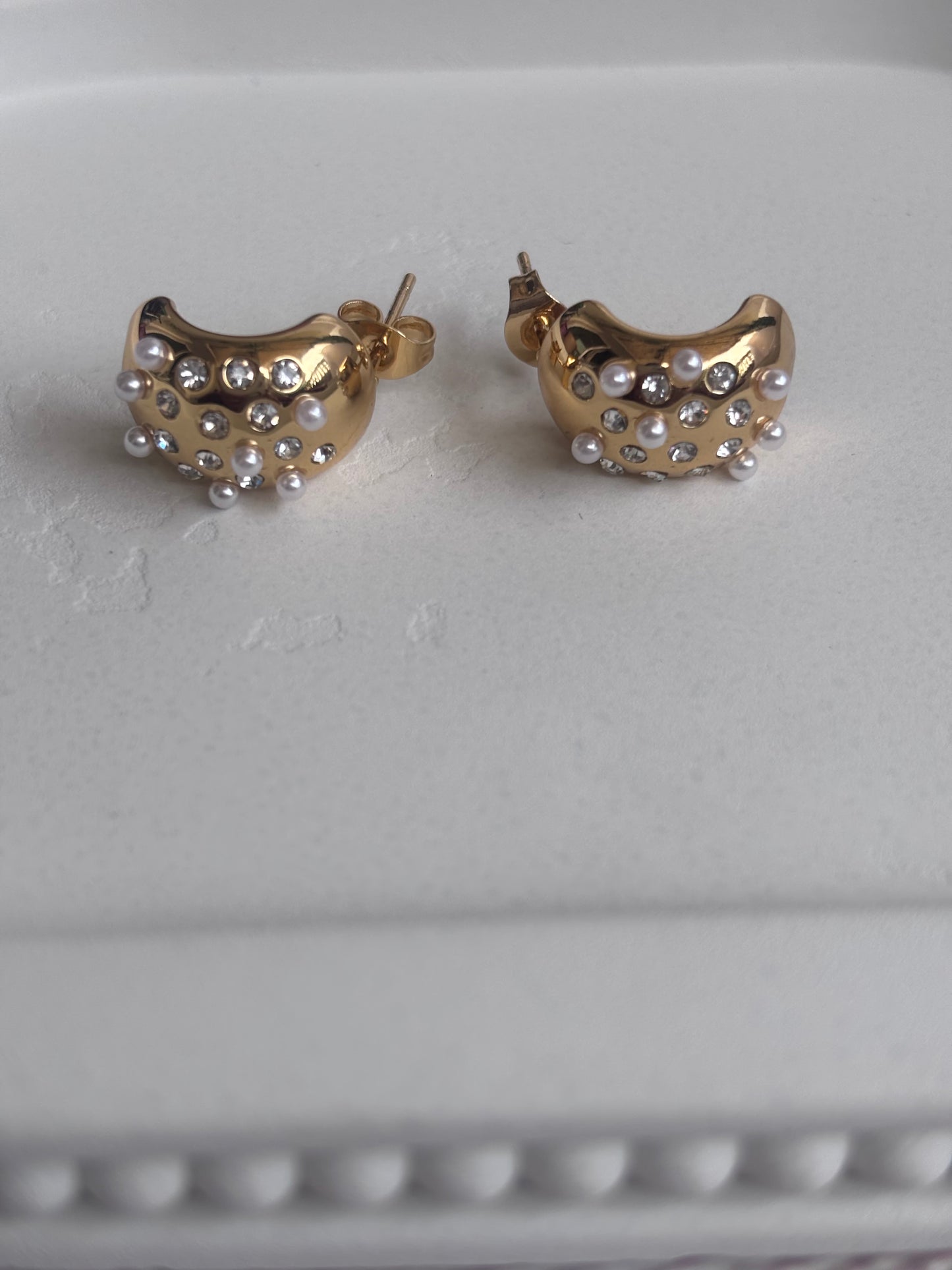 Small beady studded Comma Earring