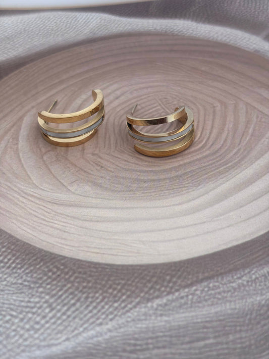 Lined MOP Semi hoops Earrings
