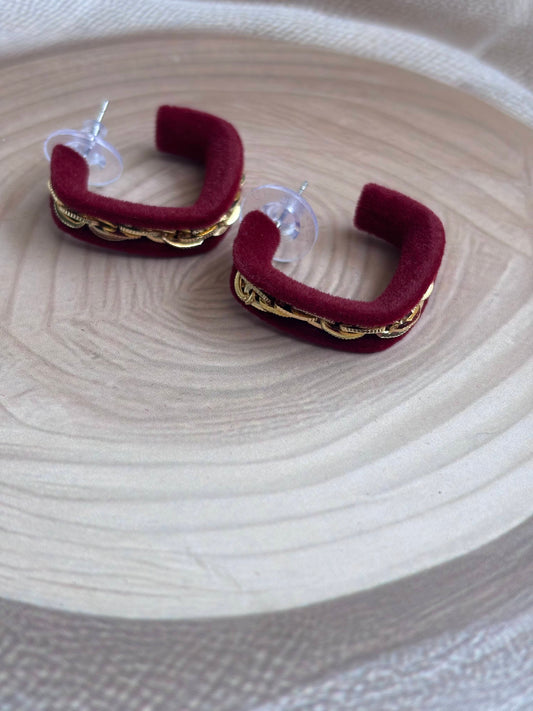 Winey Velvet Statement Earring